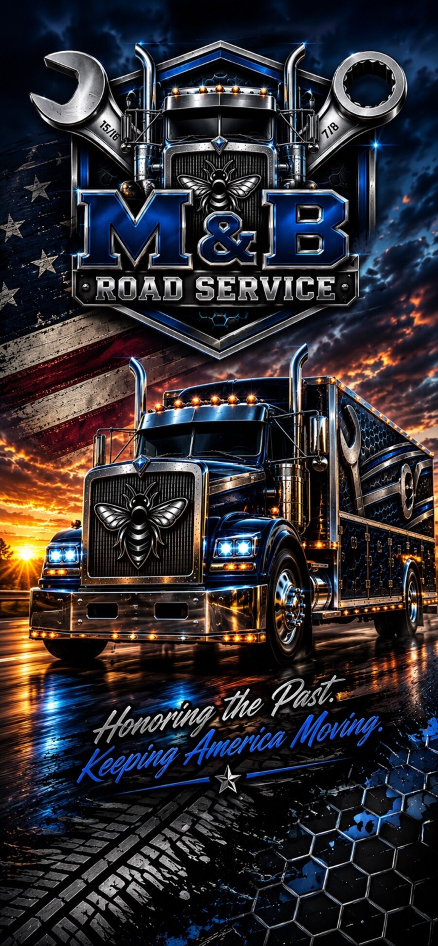 M&B Road Service branded truck artwork